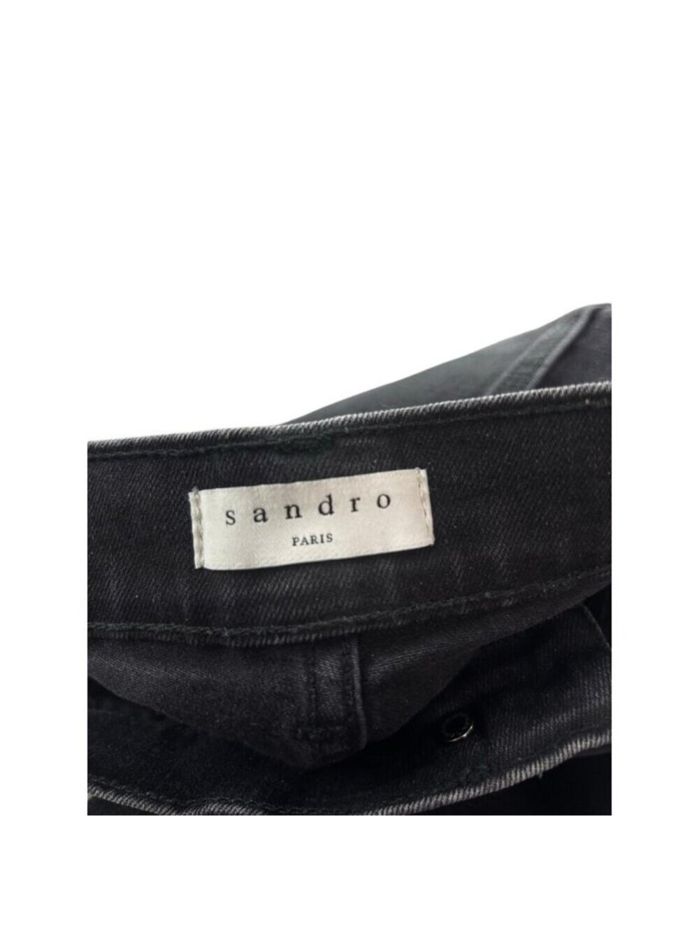 SANDRO Straight Leg Jeans With Raw Frayed Hem Size 28 Washed Black - Picture 6 of 12